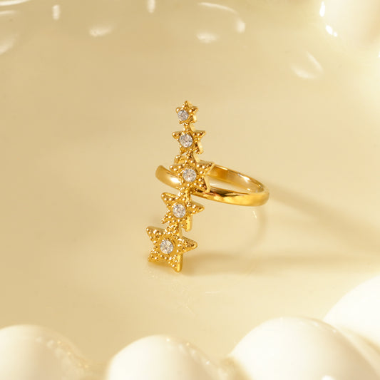 Bague d'oreille earcuff doré multi étoiles