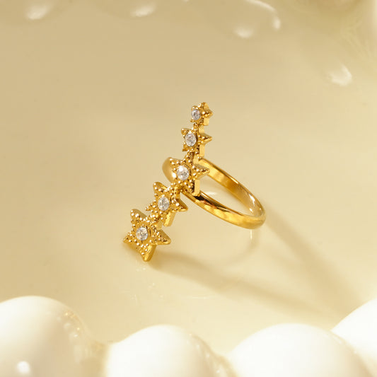 Bague d'oreille earcuff doré multi étoiles