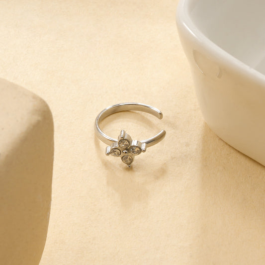 Bague d'oreille earcuff motif fleur 4 pétales