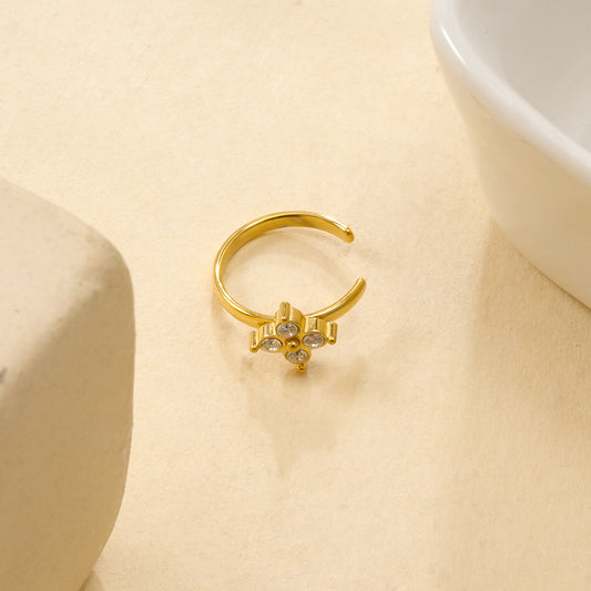 Bague d'oreille earcuff motif fleur 4 pétales
