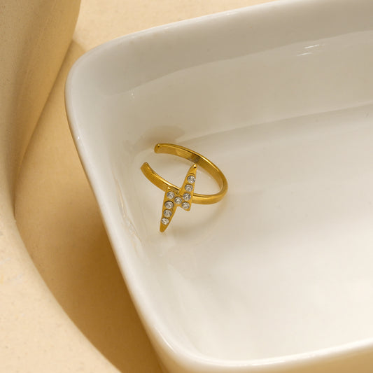 Earcuff bague d'oreille strass dorée motif éclair