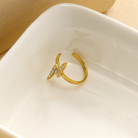 Earcuff bague d'oreille strass dorée motif éclair