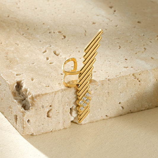 Earcuff ajustable graphique à barrettes et détails strass