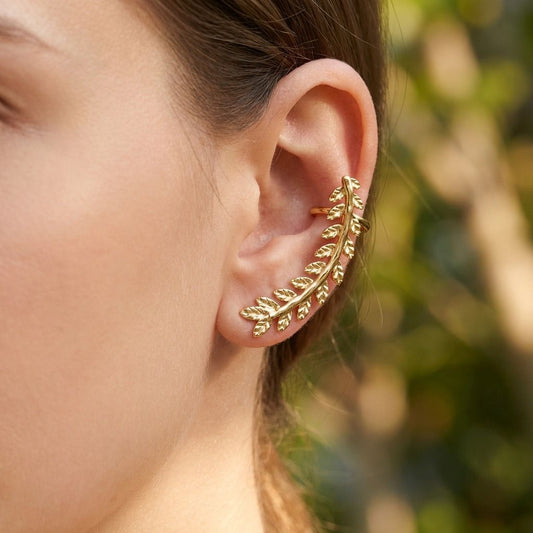 Bijou d'oreille design feuille de laurier côté gauche