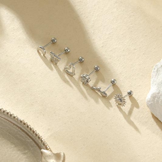 Lot de 6 piercings décoratifs motifs variés