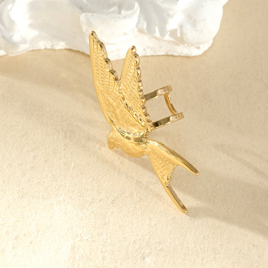 Earcuff bague d'oreille dorée hirondelle