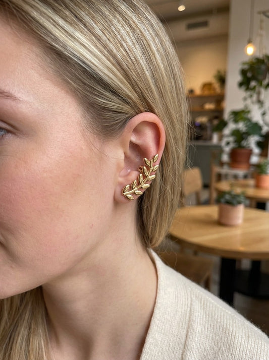 Bijou d'oreille motif feuille de laurier côté gauche