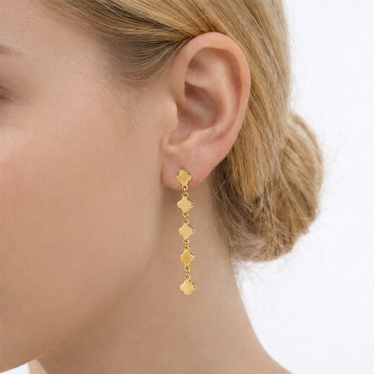 Boucles d'oreilles texturées avec quatre trèfles