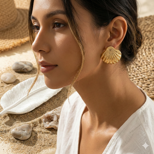 Boucles d’oreilles dorées coquillage texturé