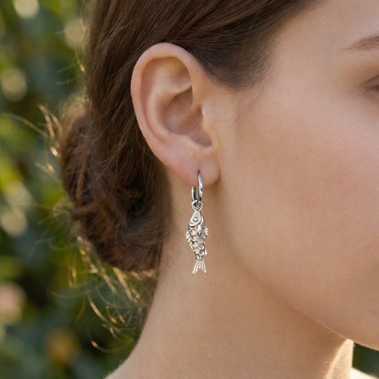 Boucles d'oreilles créoles pendentif carpe koi