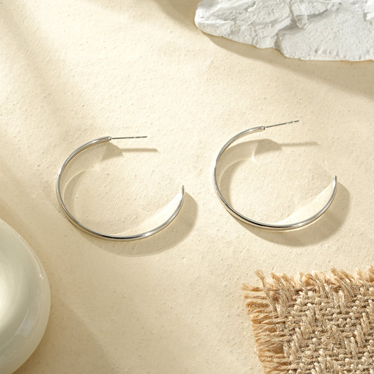 Boucles d'oreilles argentées créoles ouverte ronde