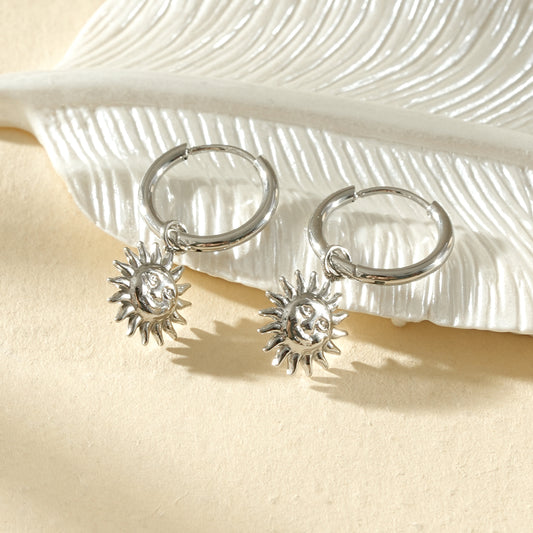 Boucles d'Oreilles Créoles Avec Pendentifs Soleil