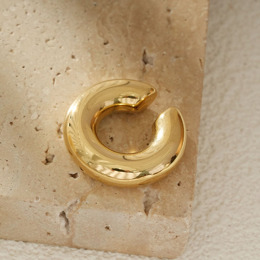 Bijou d'Oreille Doré Anneau Gros Épais Ouvert Design Minimaliste