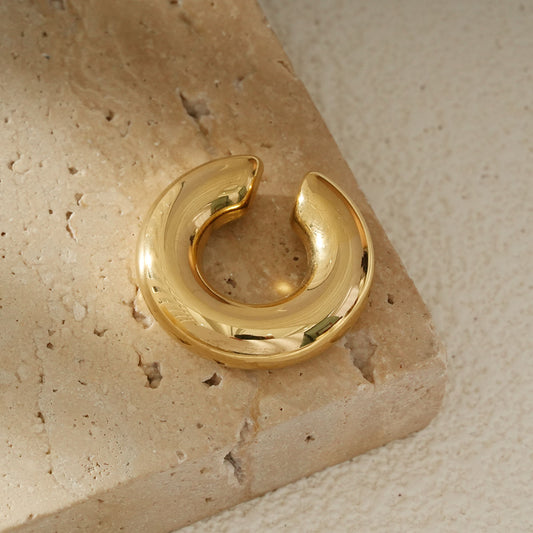 Bijou d'Oreille Doré Anneau Gros Épais Ouvert Design Minimaliste