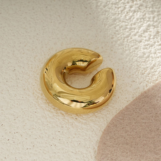 Bijou d'Oreille Doré Anneau Gros Épais Ouvert Design Minimaliste