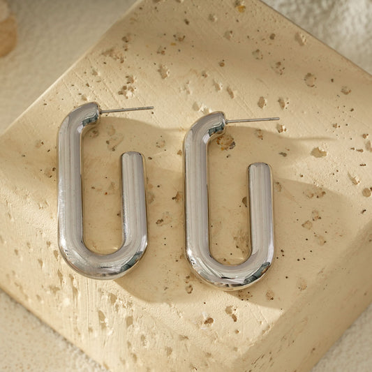 Boucles d'Oreilles Argentées Maillons Géométriques