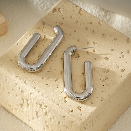 Boucles d'Oreilles Argentées Maillons Géométriques