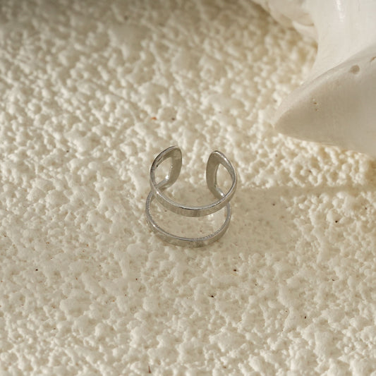Bague d'oreille earcuff Argenté Fin À Double Anneau Texturé