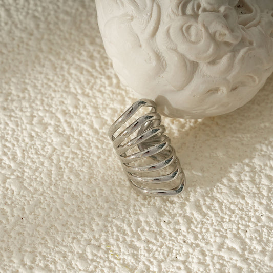 Bague d'Oreille Argenté Multi Anneaux Élégants