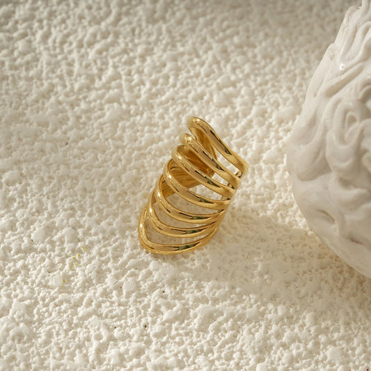 Bague d'Oreille Doré Multi Anneaux Élégants