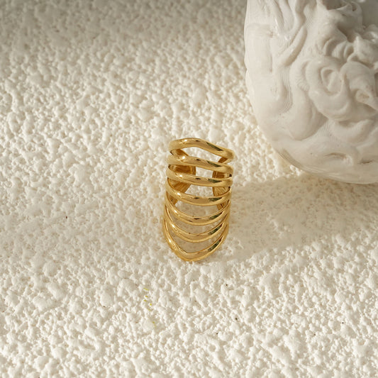 Bague d'Oreille Doré Multi Anneaux Élégants