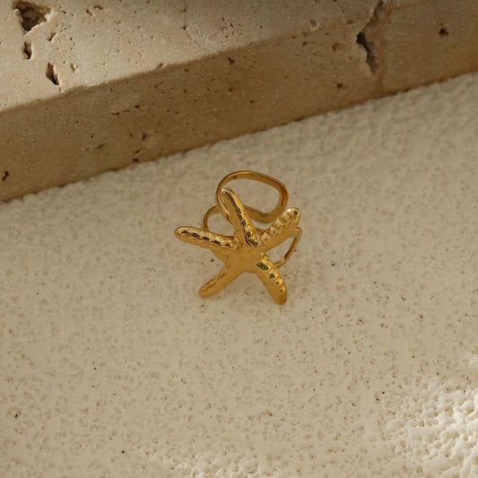 Bague d'Oreille Doré Étoile De Mer Martelée