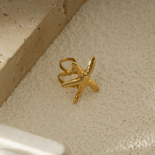 Bague d'Oreille Doré Étoile De Mer Martelée