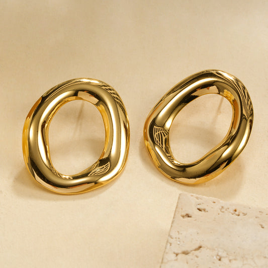 Boucles d'oreilles puces dorées brillantes anneau épais