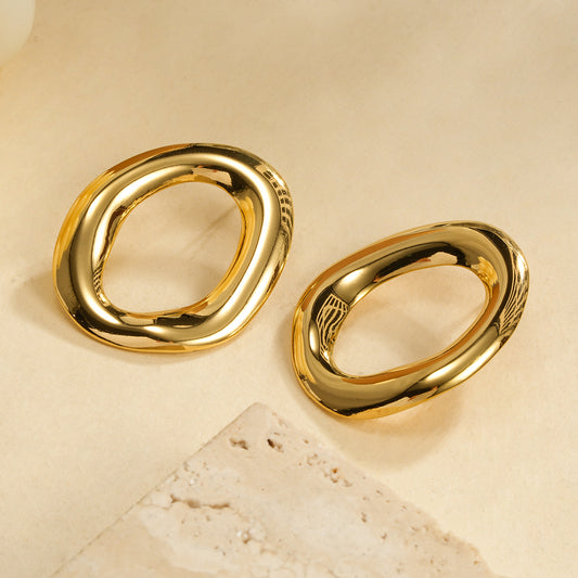 Boucles d'oreilles puces dorées brillantes anneau épais