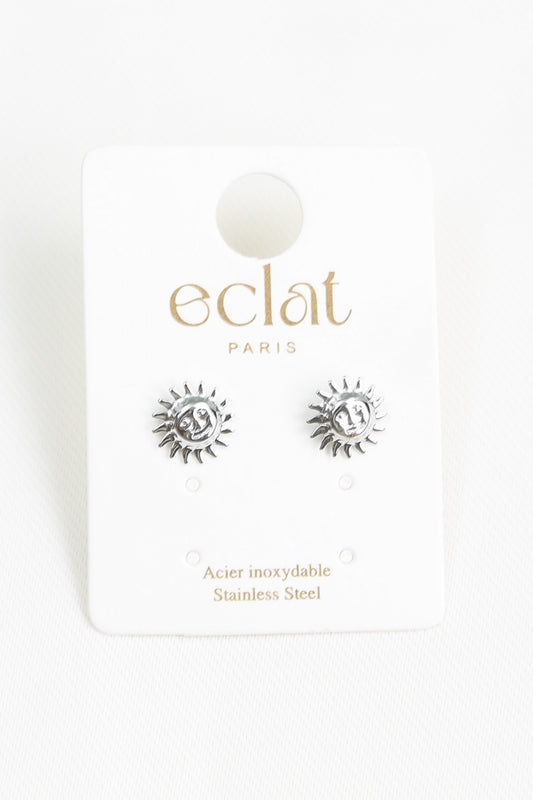 Boucles d'oreilles argentées motif soleil