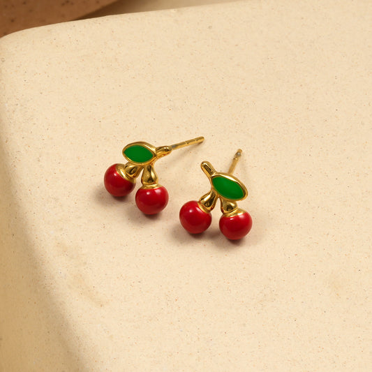 Boucles d'oreilles puces mini cerise