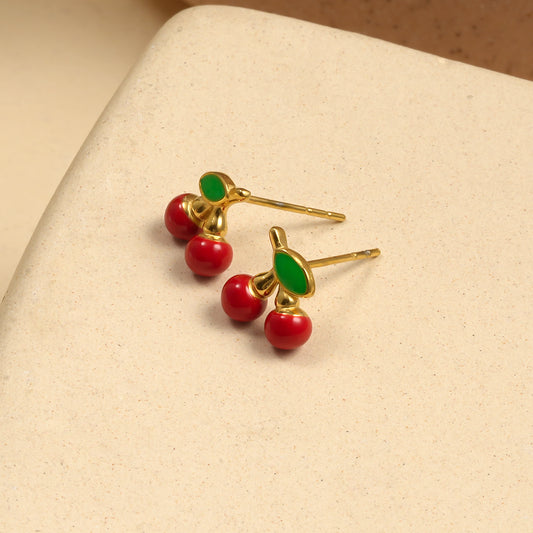 Boucles d'oreilles puces mini cerise