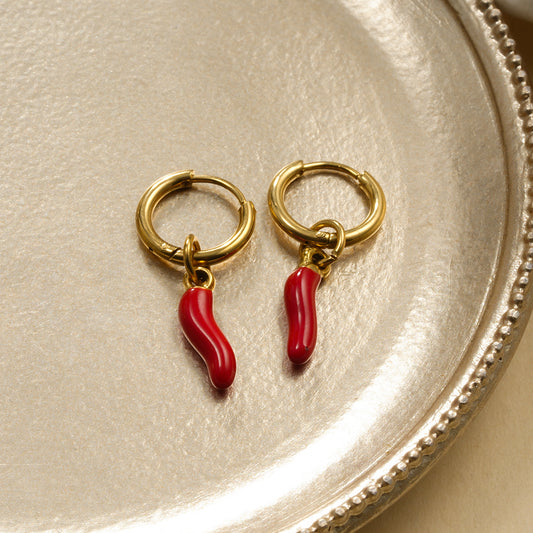 Boucles d'oreilles mini créoles piment