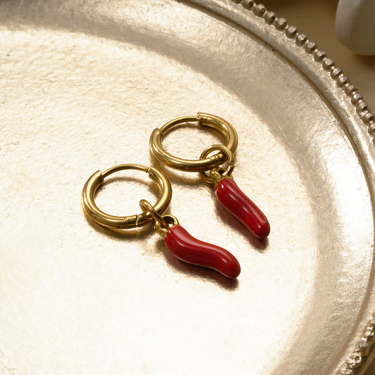 Boucles d'oreilles mini créoles piment