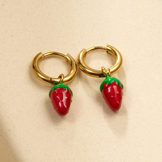 Boucles d'oreilles mini créoles fraises