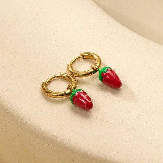 Boucles d'oreilles mini créoles fraises