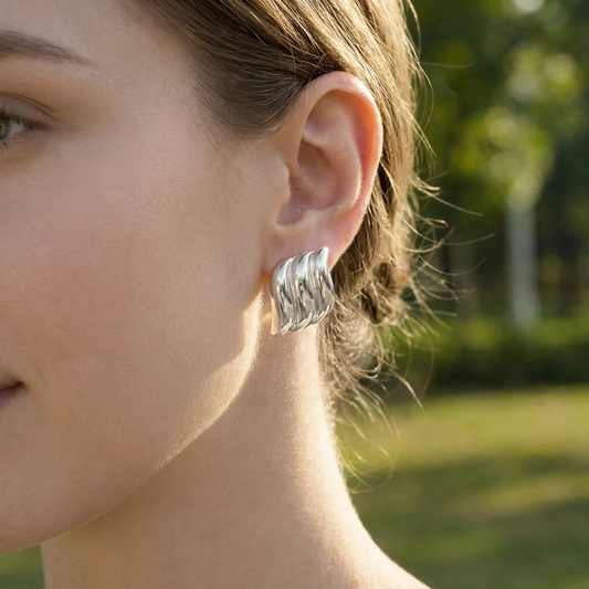 Boucles d'Oreilles Forme Feuille Torsadée