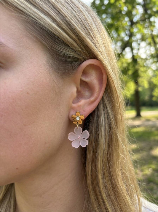 Boucles d'oreilles double fleur