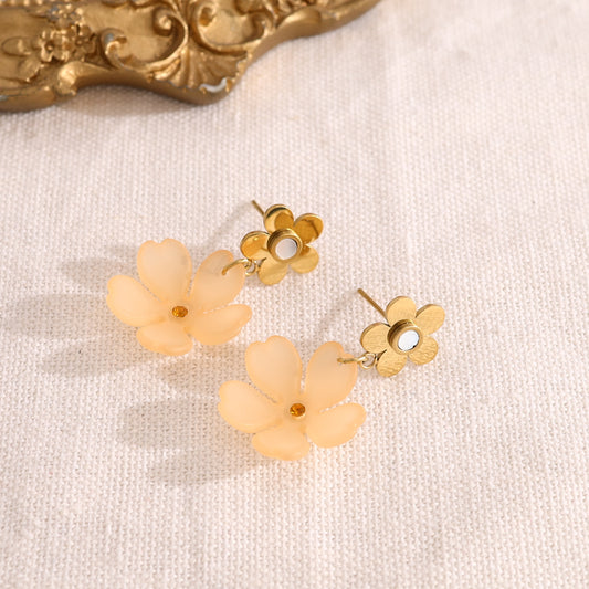 Boucles d'oreilles double fleur orange