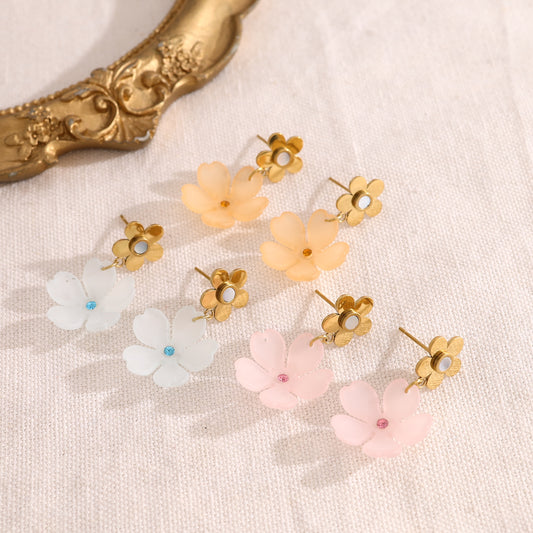 Boucles d'oreilles double fleur orange