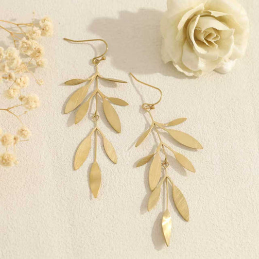 Boucles d'oreilles pendantes feuilles brossées