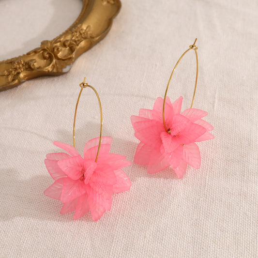 Boucles d'oreilles créoles fines avec fleurs