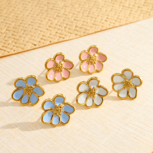 Boucles d’oreilles dorées florales à cœur doré et pétales