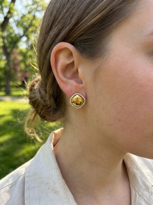 Boucles d'oreilles clous bombés ornées de strass