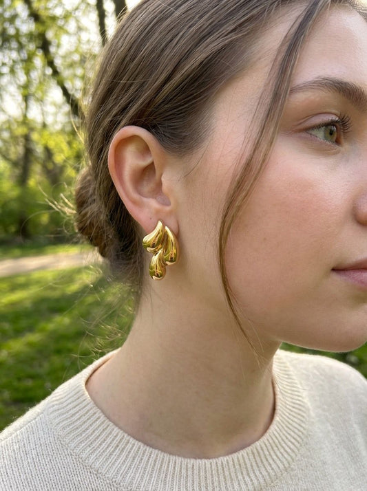 Boucles d'oreilles assemblages gouttes sculptées