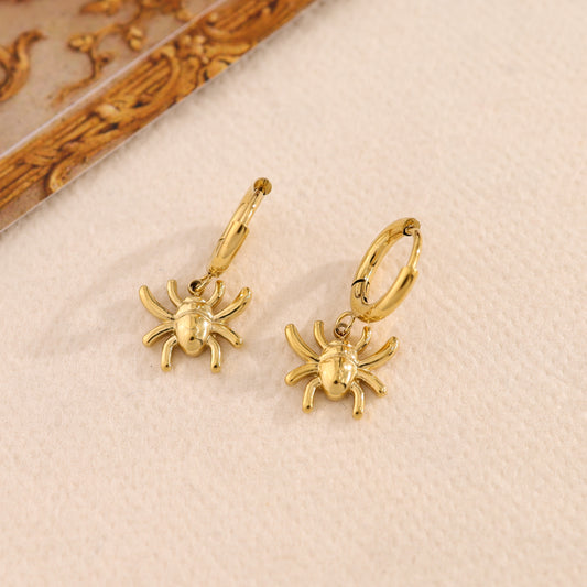 Boucles d'oreilles dorées mini créoles araignées