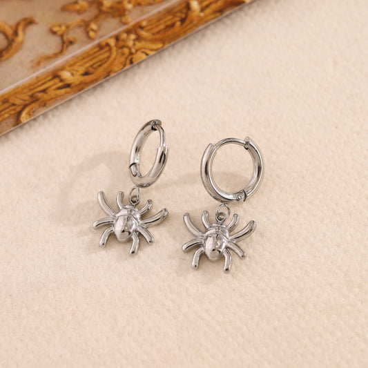 Boucles d'oreilles argentées mini créoles araignées