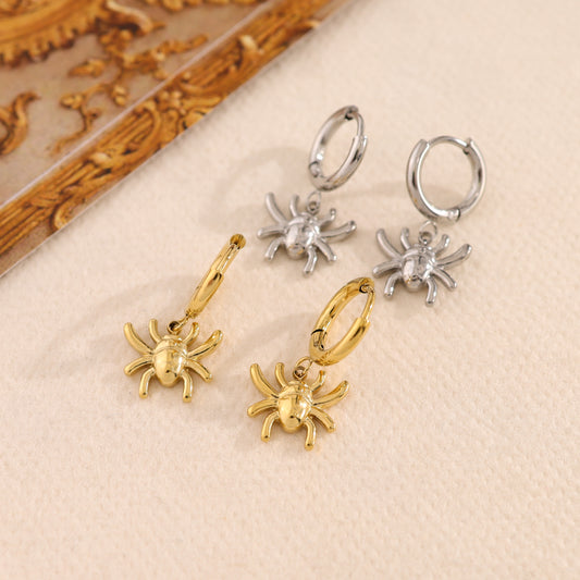 Boucles d'oreilles argentées mini créoles araignées