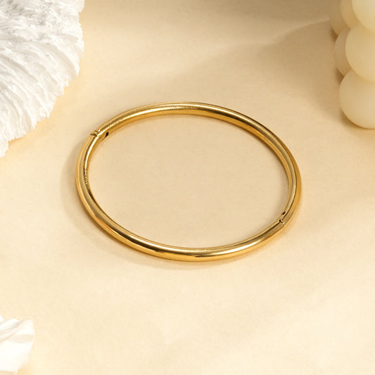 Bracelet Jonc Rigide Doré Minimaliste Brossé