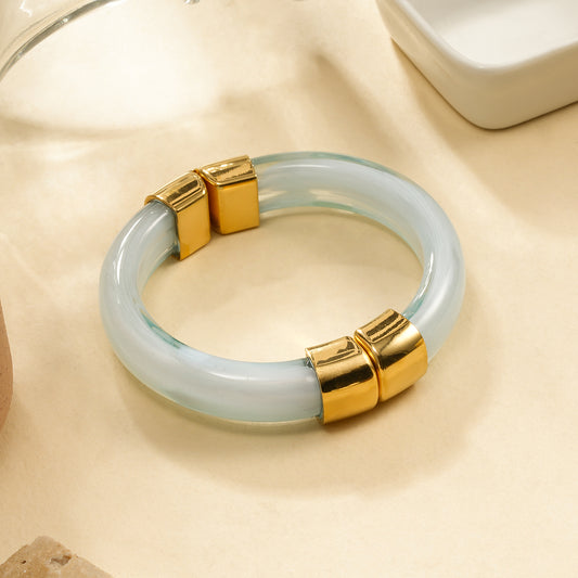 Bracelet manchette aimanté résine bleue ouvrable